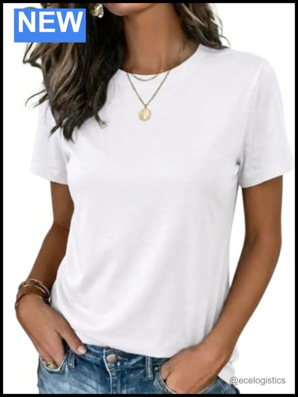 Soft Stretch Crewneck Short Sleeve T-Shirt Tee Summer Casual Basic Top